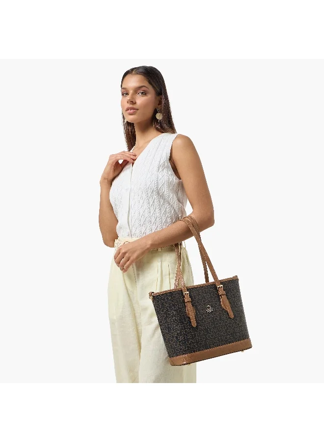 يونايتد كولورز أوف بينتيون UCB-OVQ-Shopper-LS-Monogram-Brown-Tan-JJ26-Q4-10