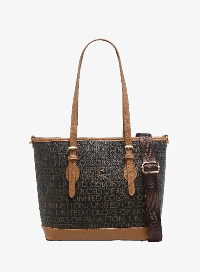 يونايتد كولورز أوف بينتيون UCB-OVQ-Shopper-LS-Monogram-Brown-Tan-JJ26-Q4-10