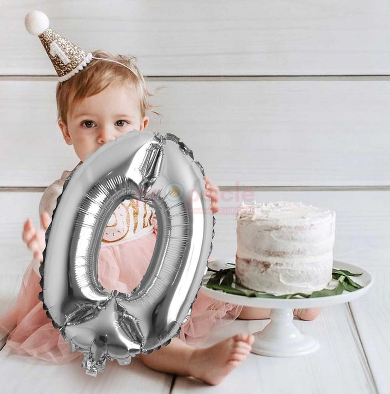Propsicle 16 inch Birthday Foil 0 Number Helium Balloon Party Decoration Silver Pack of 1 | 10 Year No. Balloons Birthday/Anniversary | Zero Number - Image 5