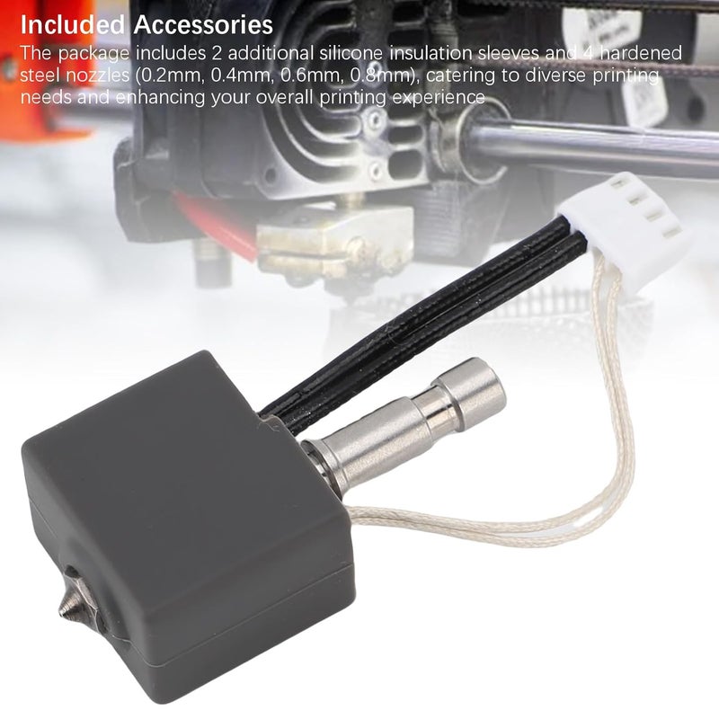 YDuupxe Hardened Steel Nozzle Hotend for S1, All Metal 3D Printer Extruder Print Head, 608 Degrees F High Temp, 600mm S Fast Printing, with 2 Silicone Sleeves for S1 Combo (0.4mm Nozzle) - Image 3