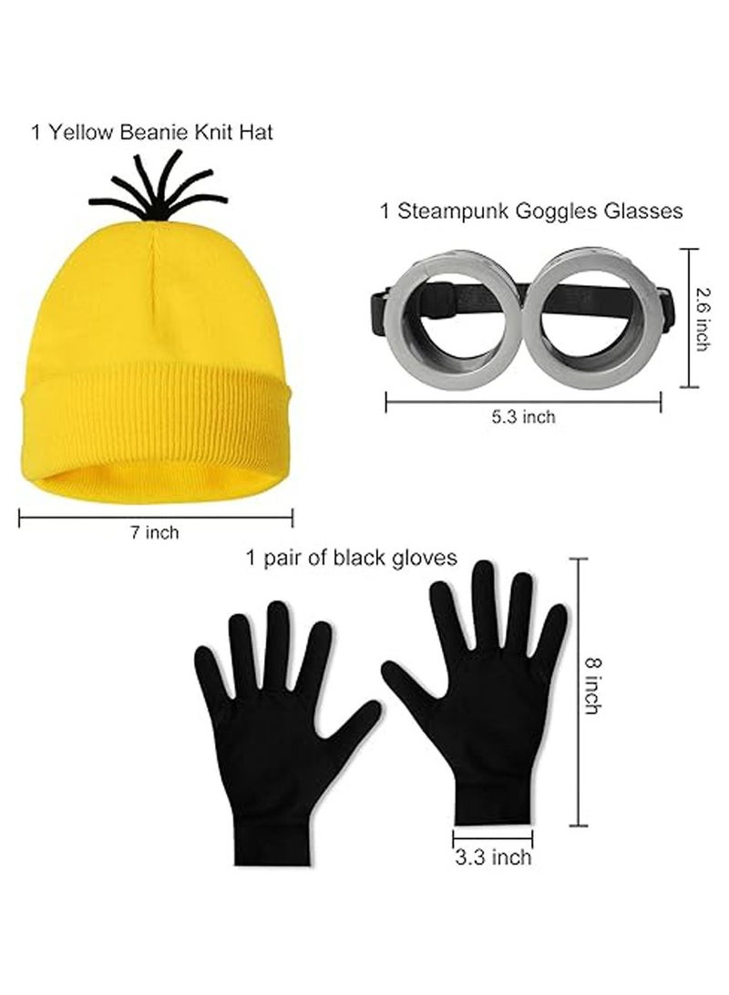 عام 3 قطع من مستلزمات ملابس حفلة هالوين للبالغين: نظارات شمسي بالочки الصفراء والقبعة الصفراء وقفازات لرجال ونساء، تناسب الحفلات والهلوين وال.events - Image 2