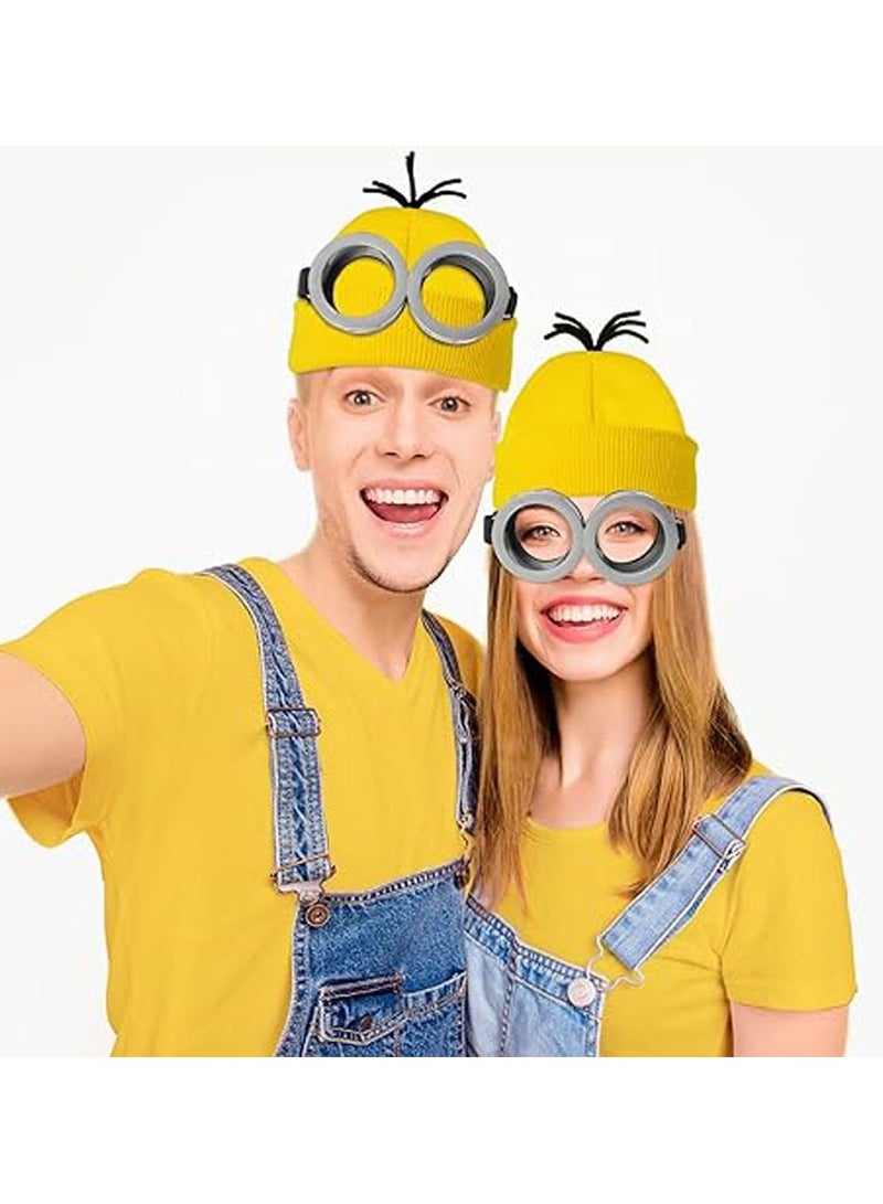 عام 3 قطع من مستلزمات ملابس حفلة هالوين للبالغين: نظارات شمسي بالочки الصفراء والقبعة الصفراء وقفازات لرجال ونساء، تناسب الحفلات والهلوين وال.events - Image 5