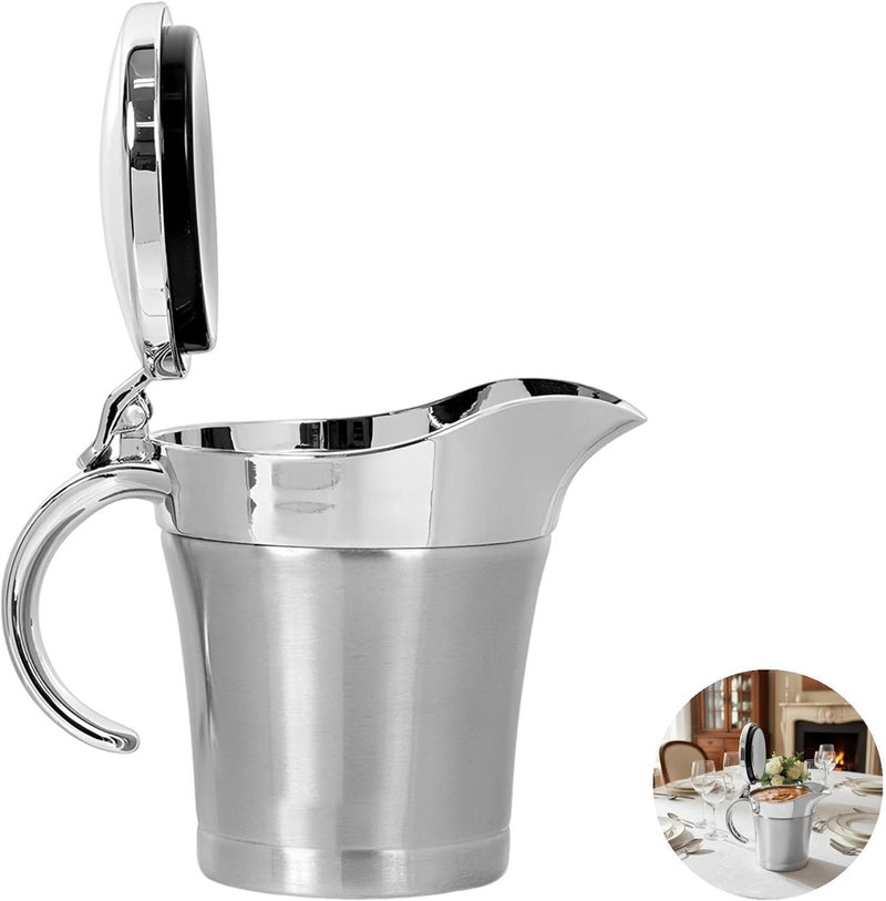 750Ml Gravy Boat in Stainless Steel, Serving Pitcher with Lid, Drip-Free Spout, Kitchen Table Sauce Dispenser - Image 3