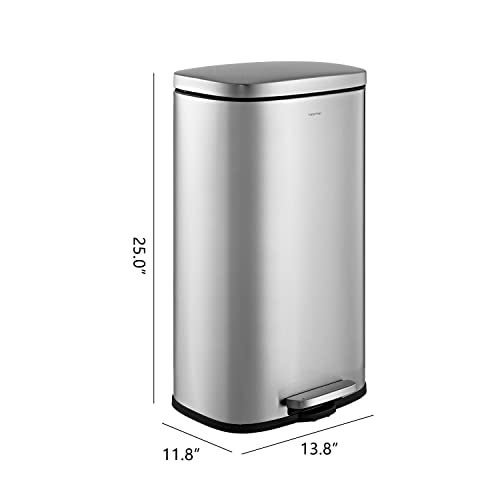 happimess HPM1011A Curtis 8-Gallon Step-Open Trash Can with Soft-Close Lid, Modern, Minimalistic, Fingerprint Proof for Home, Kitchen, Laundry Room, Office, Bedroom, Bathroom, Chrome - Image 4