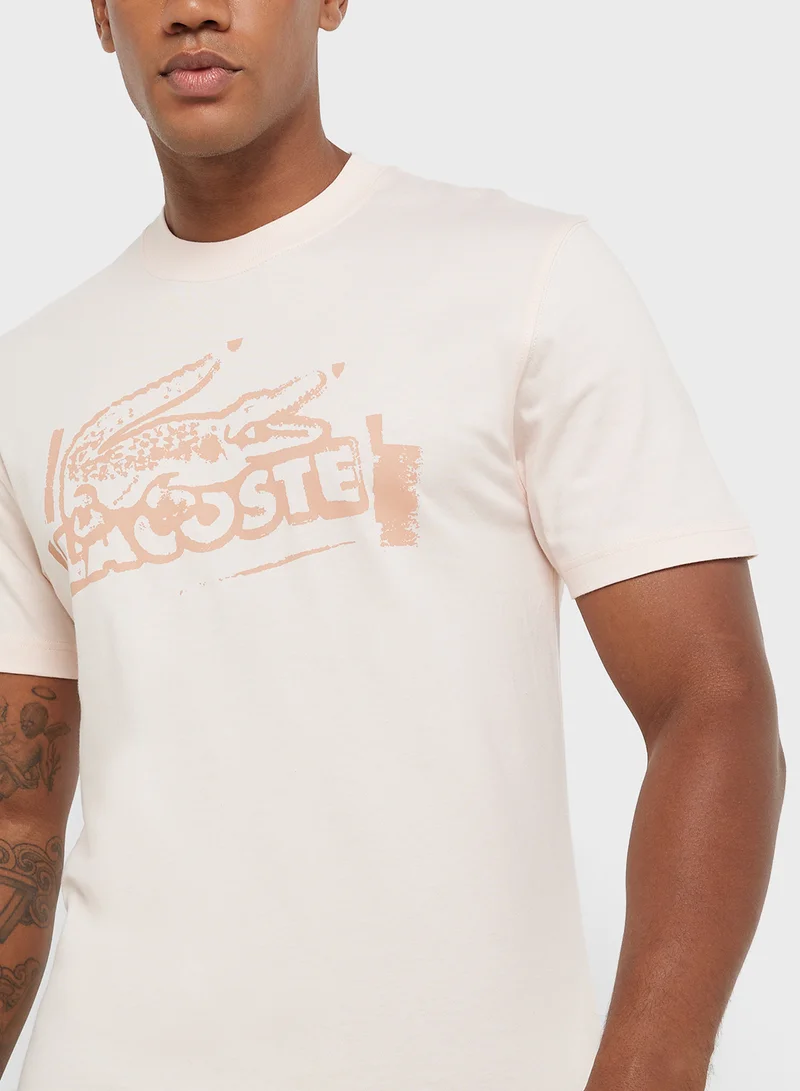 LACOSTE Logo Graphic Crew Neck Short Sleeve T-Shirt