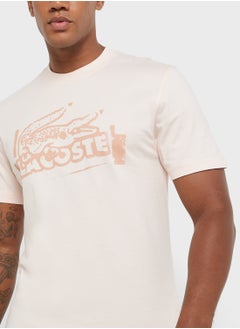 LACOSTE Logo Graphic Crew Neck Short Sleeve T-Shirt  - Image 3