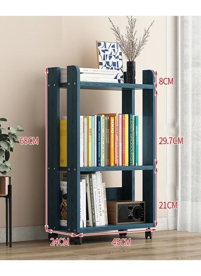 C&C Home 3-Tiers Moveable Cart Multipurpose Use Stylish Books And Decoration Items Storage Rack Display Shelf for Living Room Bedroom 45x68x24 cm  - Image 3