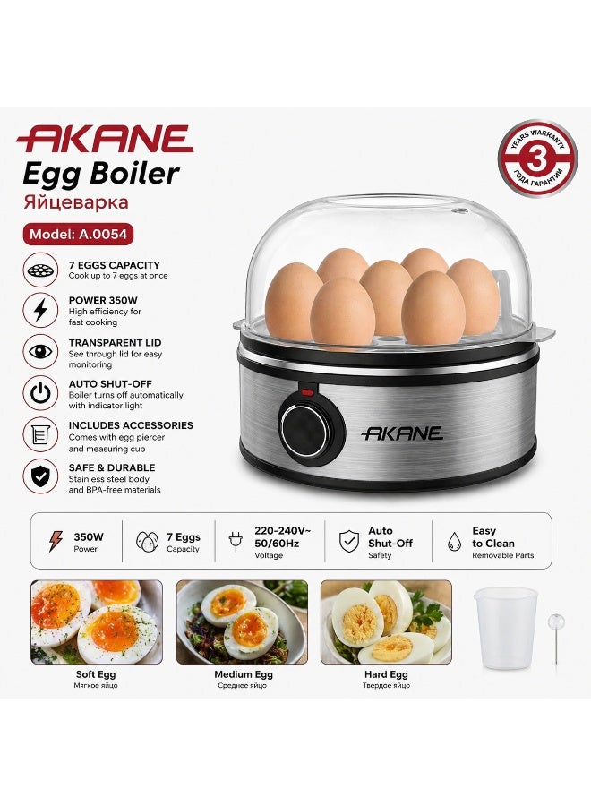 AKANE Electric Egg Boiler 7 Eggs 350W with Transparent Lid, Auto Shut-Off & Measuring Cup – A.0054 - Image 2
