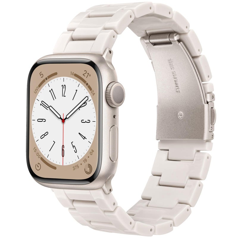V-MORO Resin Band Compatible with Apple Watch Bands Series 11/10/9/8/7 Fashion Lightweight Bracelet 42mm/41mm/40mm/38mm for iWatch 6/5/4/3/2/1/SE with Starlight Buckle Women Men(Starlight) - Image 1