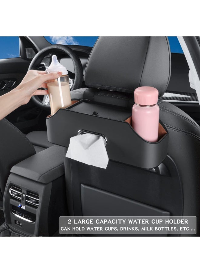 Car Back Seat Organizer with 2 Drink Cup Holder - Tissue Box and Storage Box Hook - Multi-functional Storage - Great for Kids and Travel - Image 5