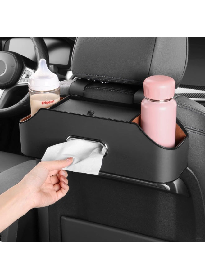 Car Back Seat Organizer with 2 Drink Cup Holder - Tissue Box and Storage Box Hook - Multi-functional Storage - Great for Kids and Travel - Image 4