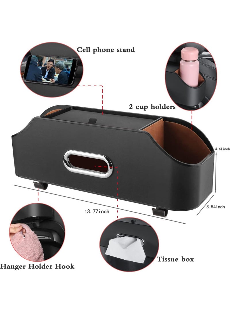 Car Back Seat Organizer with 2 Drink Cup Holder - Tissue Box and Storage Box Hook - Multi-functional Storage - Great for Kids and Travel - Image 2