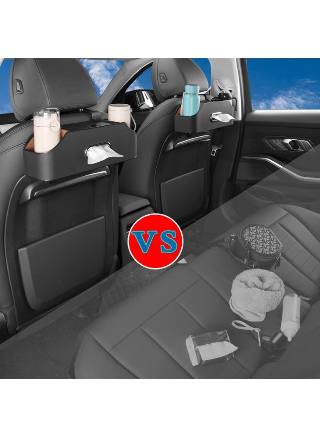 Car Back Seat Organizer with 2 Drink Cup Holder - Tissue Box and Storage Box Hook - Multi-functional Storage - Great for Kids and Travel - Image 3