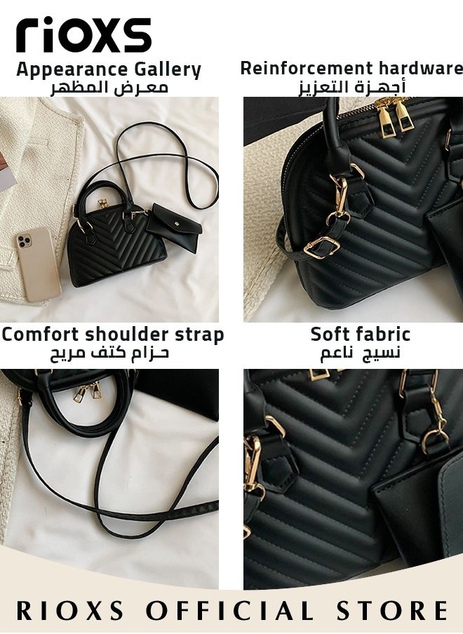 2PCS Handbag Set, Classic Fashionable Crossbody Bag with Buckle Purse, Commuting Trendy Shoulder Bag, Ideal for Travel or As Fashionable Accessory