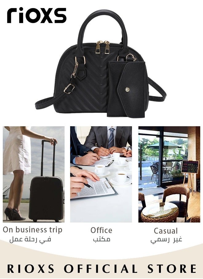 2PCS Handbag Set, Classic Fashionable Crossbody Bag with Buckle Purse, Commuting Trendy Shoulder Bag, Ideal for Travel or As Fashionable Accessory