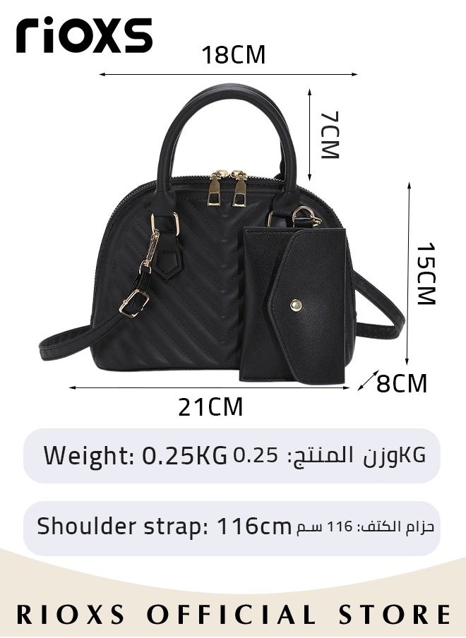 2PCS Handbag Set, Classic Fashionable Crossbody Bag with Buckle Purse, Commuting Trendy Shoulder Bag, Ideal for Travel or As Fashionable Accessory