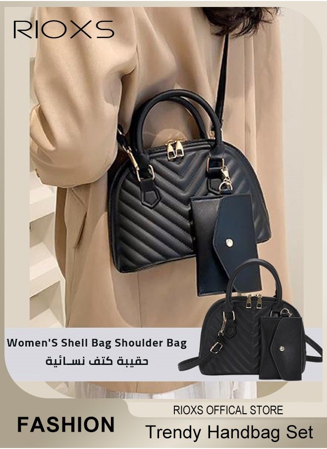 2PCS Handbag Set, Classic Fashionable Crossbody Bag with Buckle Purse, Commuting Trendy Shoulder Bag, Ideal for Travel or As Fashionable Accessory