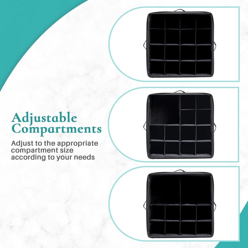 AMPLIN Large Capacity Shoe Storage Box with Lid 16Compartment Stackable Organizer for Sneakers Heels Sandals Foldable Fabric Shoe Bin with Clear Cover Sturdy Handles SpaceSaving Closet Solution - Image 3