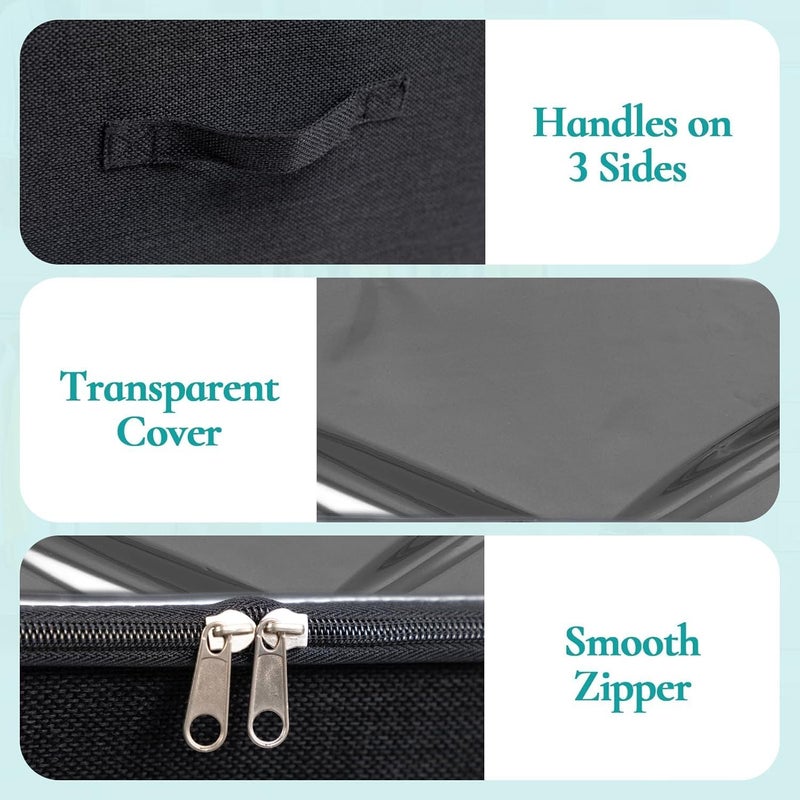 AMPLIN Large Capacity Shoe Storage Box with Lid 16Compartment Stackable Organizer for Sneakers Heels Sandals Foldable Fabric Shoe Bin with Clear Cover Sturdy Handles SpaceSaving Closet Solution - Image 5