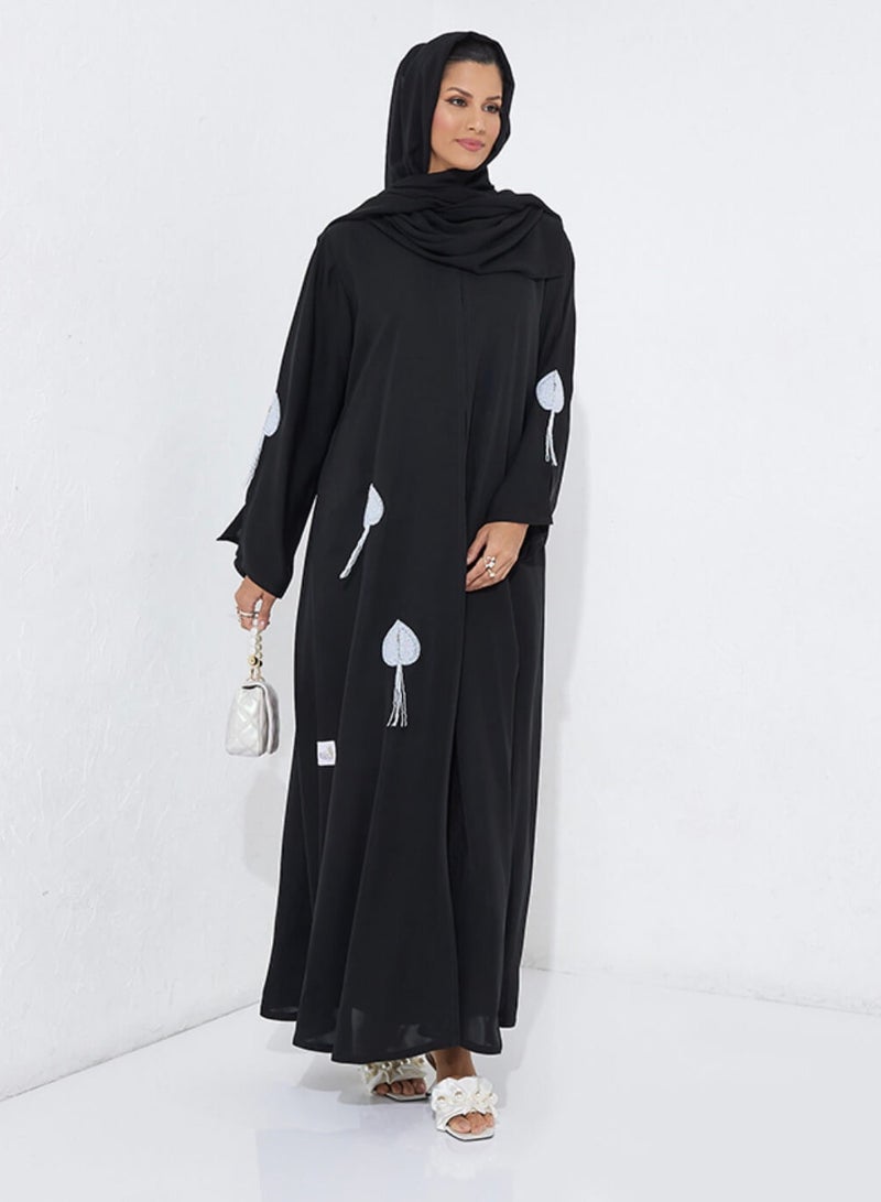 روزيت عباية عباية أنيقة بتطريز يدوي على شكل أوراق شجر - Image 3