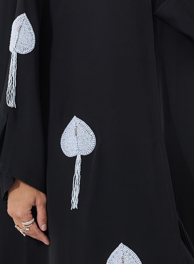 روزيت عباية عباية أنيقة بتطريز يدوي على شكل أوراق شجر - Image 2