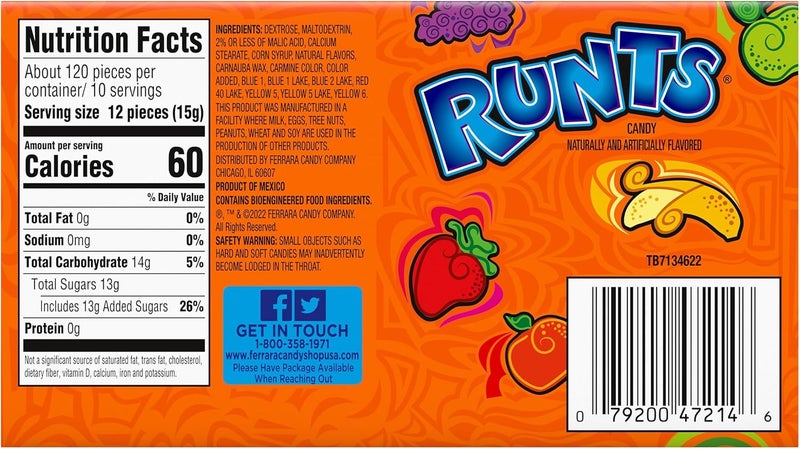 Wonka Runts Candy Video Box, 5 Ounce (Pack of 12) - Classic Fruity Treats - Image 2