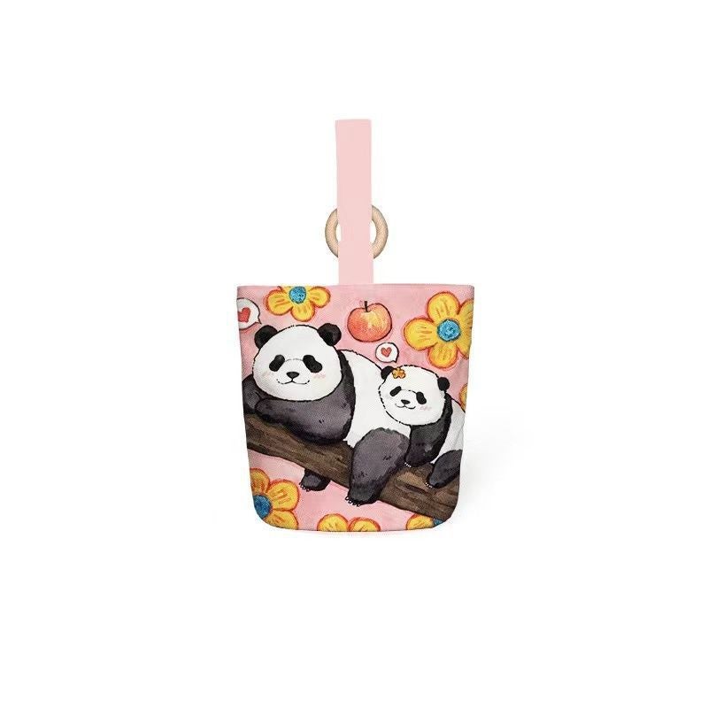 Portable Office Worker Handbag Canvas Bucket Bag Cute Bucket Hand Bag Lunch Bag Baby Mom Outing Handbag - Image 1