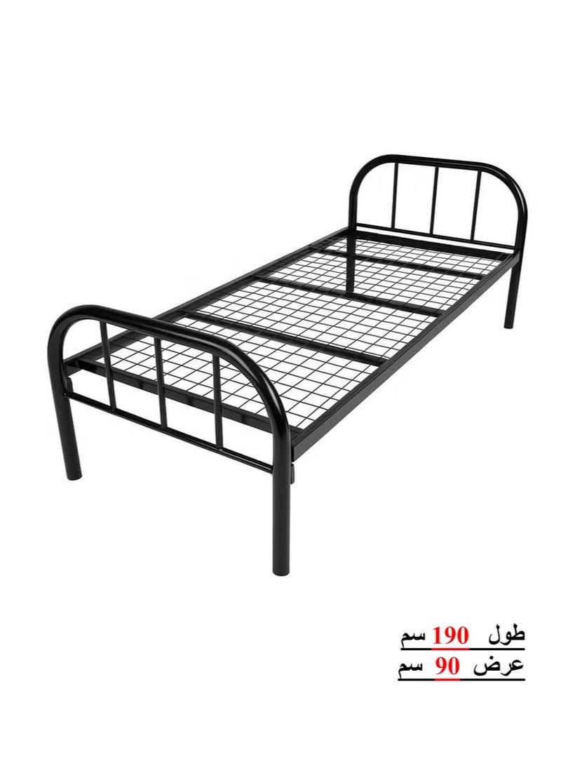 Single Metal Bed Frame 90x190 cm – Heavy Duty Steel Bed for Adults, Staff, Hostel & Guest Room – Black Powder Coated Finish – Noise-Free, Strong & Easy to Assemble - Image 1