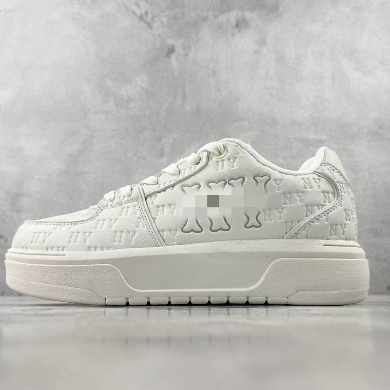 Wu Pin Pai Unisex Retro Skate Sneakers with Chunky Sole - Classic Monogram Design in White and Blue - Image 1