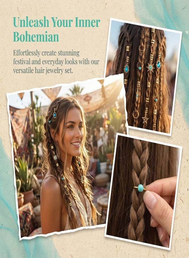 LINXI 46 Pcs Hair Jewelry for Braids, African Braid Decorations Circle Hair Set, Charms Vintage Metal Hair Charms for Women's Hairstyles Dreadlocks (Style 2) - Image 5