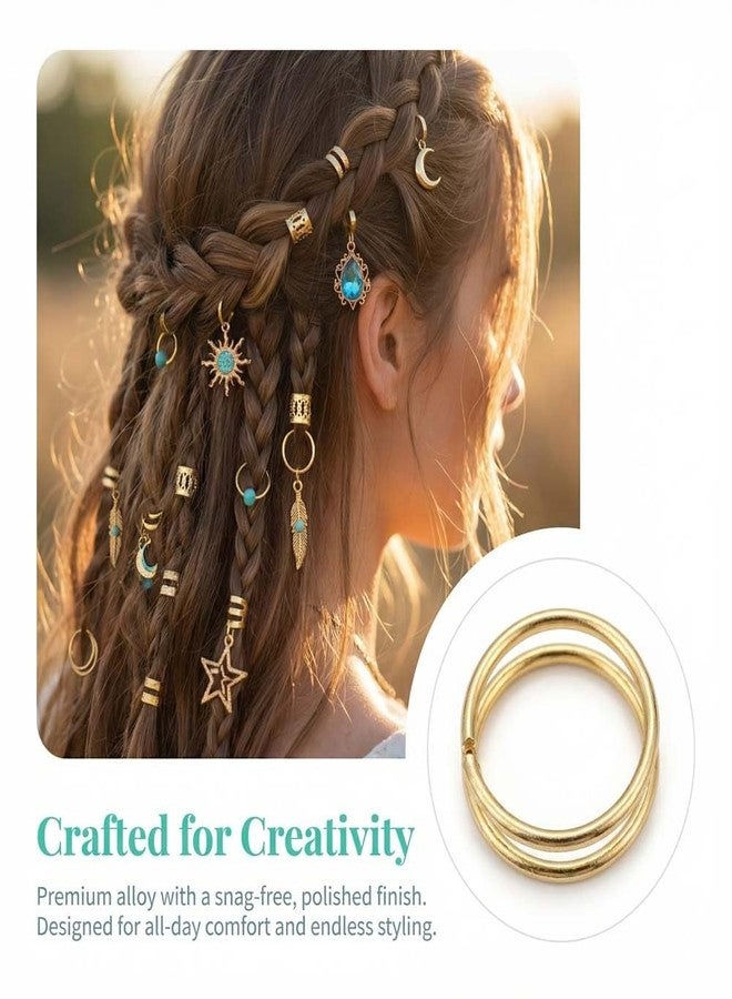 LINXI 46 Pcs Hair Jewelry for Braids, African Braid Decorations Circle Hair Set, Charms Vintage Metal Hair Charms for Women's Hairstyles Dreadlocks (Style 2) - Image 4