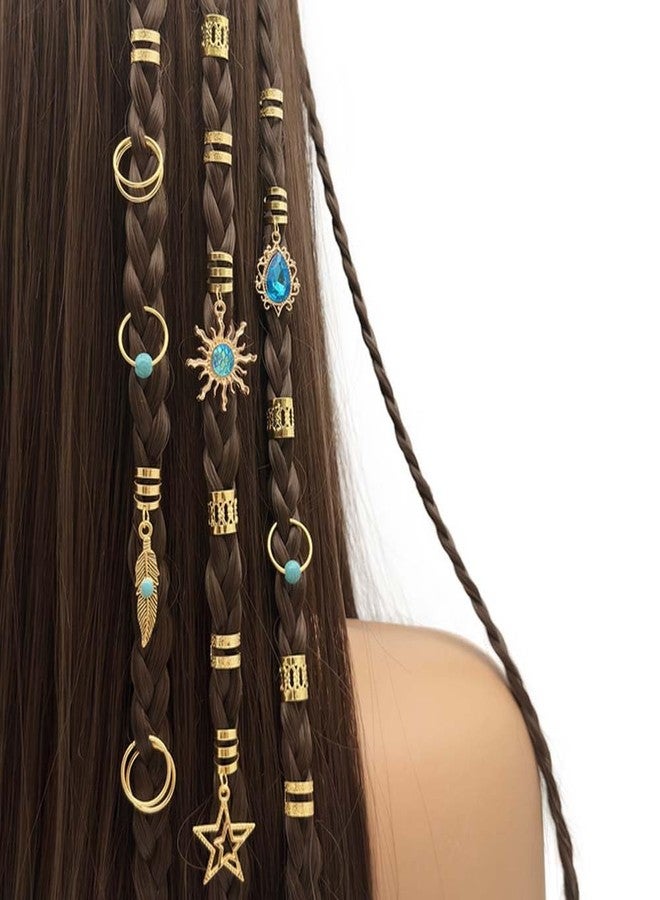LINXI 46 Pcs Hair Jewelry for Braids, African Braid Decorations Circle Hair Set, Charms Vintage Metal Hair Charms for Women's Hairstyles Dreadlocks (Style 2) - Image 1