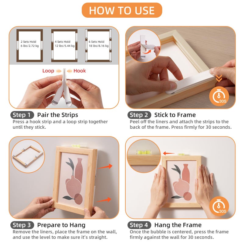 Trilancer Picture Hanging Strips Heavy Duty, Trilancer 20 Pairs(40 Strips) Damage-Free Adhesive Wall Hanging for Picture Frames,Wall Art,Decorations, No Nails or Tools Needed, Clean Removal for Smooth Surfaces - Image 3