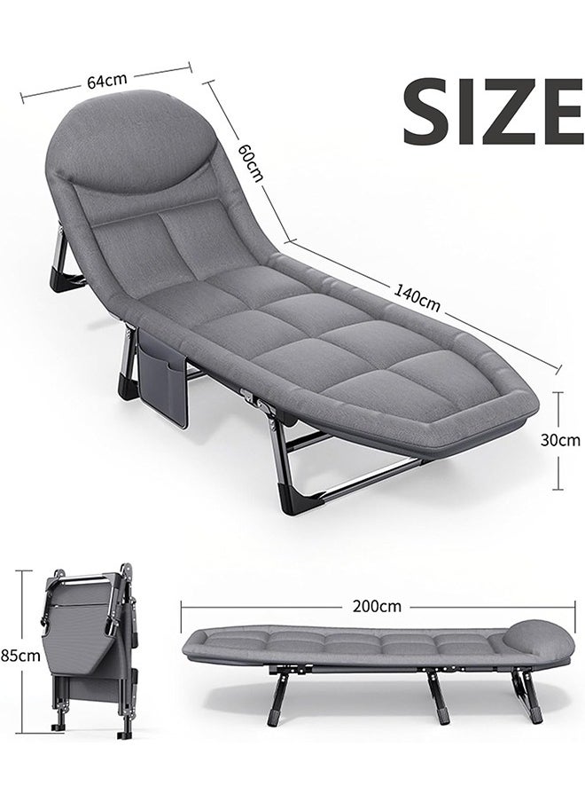 Generic - Folding Camping Bed, Comfortable Portable Foldable Bed with Mattress Pillow  Single Lounge Chair, Indoor Outdoor Beach Bed for Camp Office - Image 1