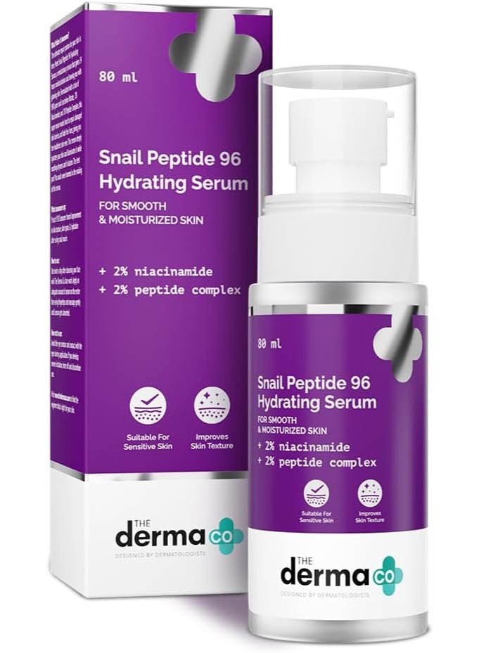 The Derma Co Snail Peptide 96 Hydrating Serum with Niacinamide & Peptide Complex for Smooth & Moisturized Skin | Snail Mucin Serum | Dull Skin & Fine Lines, Korean Skincare - 80 ml - Image 1