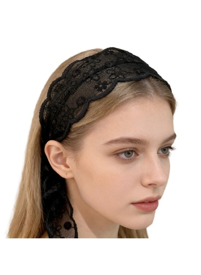 قطعتان من ربطات الشعر على شكل فراشة من الدانتيل، ربطة رأس عالية الضغط، إكسسوارات شعر جميلة على شكل فراشة للاستخدام اليومي، ربطة رأس نسائية، إكسسوارات شعر، (أبيض، أسود) - Image 3