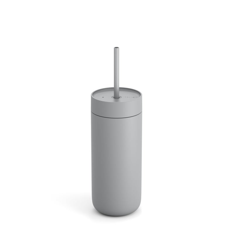 Fellow 20 oz Carter Cold Tumbler SpillResistant Straw Lid Stainless Steel VacuumInsulated Cup with Ceramic Interior and Reusable Straw for Cold Drinks Fits Cup HoldersDishwasher SafeMatte Grey