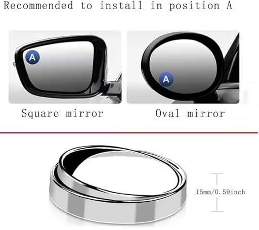 crentila HD Glass Blind Spot Mirror Round 360° Side view Blindspot with Frame, Self-Adhesive for unniversal car Fit with Adjustable Angle, Easy Installation (SILVER) - Image 5