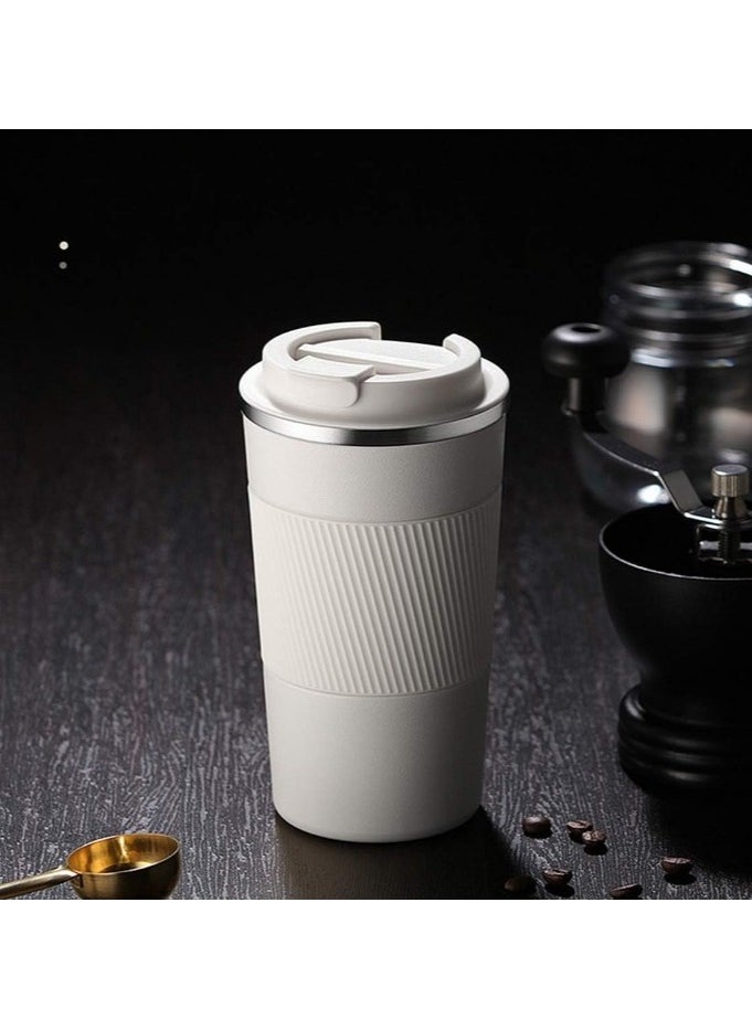 Generic - Original 510 ml Thermos Mug, Thermal Bottle, Vacuum Insulated Tea Coffee Thermos 304 Stainless Steel Travel Mug for Hot and Cold Drinks, Perfect for Kids and Babies. Leakproof Design, Great Gift for Outdoor, Office, Home, Sports Coffee Mug Nescafe Cappuccino Tea - Car Seat Mug - Coffee Mug - Double Wall Stainless Steel Insulated with Flip Lid to Keep Drinks Hot and Cold - Stainless Steel Vacuum Insulated Double Wall Thermal Cup for Tea Coffee Travel with Flip Lid for Hot and Cold Drinks for 6 Hours - Thermal Flask with Silicone Heat Insulation to Protect Hands from Burns - Image 1