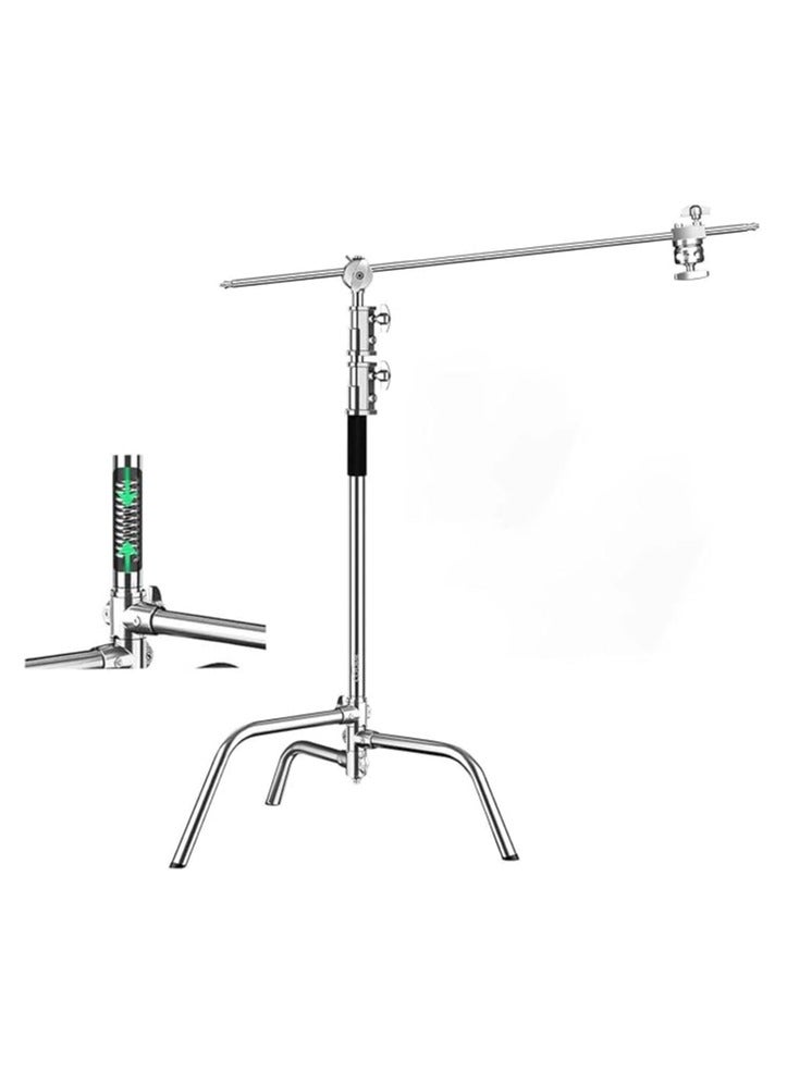 Coopic C Stand Stainless Steel Max height 210cm with 88cm Holding Arm and 2 pieces Grip Head for Video Reflector Mono light and Photography  - Image 1