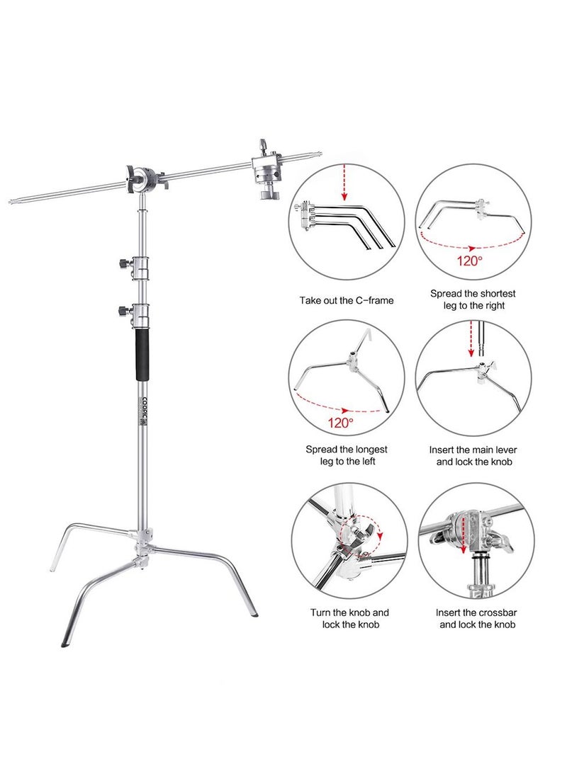 C Stand Stainless Steel Max height 210cm with 88cm Holding Arm and 2 pieces Grip Head for Video Reflector Mono light and Photography - pzsku/ZF117E37E671D1C345714Z/45/_/1671202927/a6c2a29c-4480-4171-953d-ef4266aef898