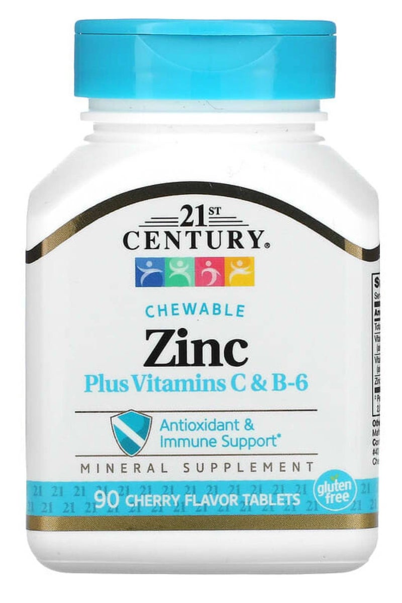 21st Century Zinc Plus Vitamins C and B-6, Chewable Tablets, Cherry Flavor, 90 Tablets - Image 1