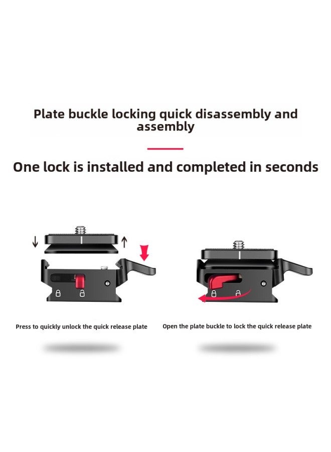 8 Mambili Mini Quick-fit Quick-release Seat Full Metal Quick-change Clamp Seat Rabbit Cage Rocker Arm Slide Rail Stabilizer-Color:Black - Image 3