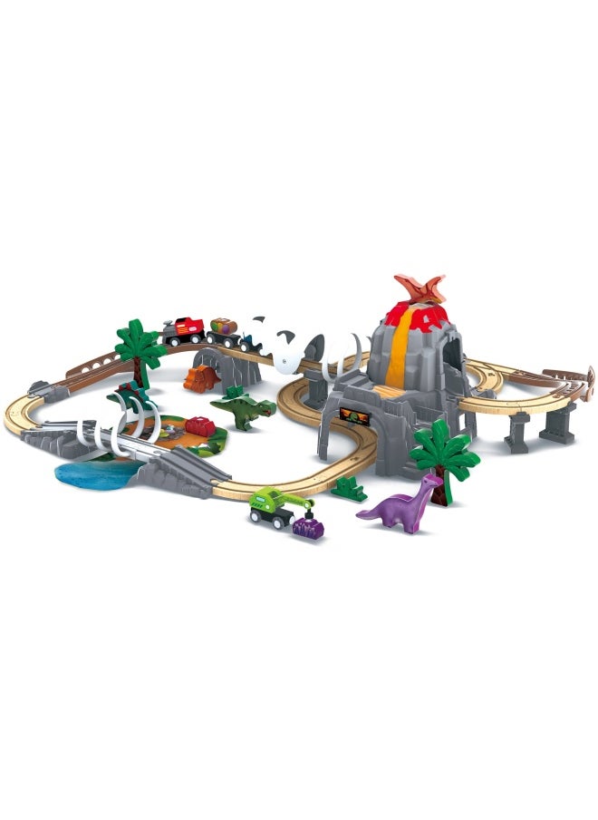 Hape - Hape Dino Railway Adventure Set (61 Pieces) - Image 1