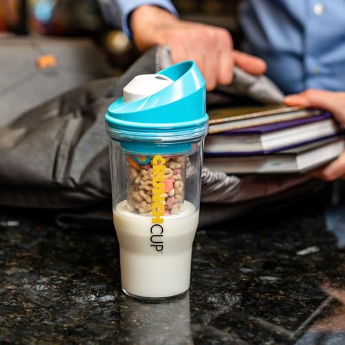 CRUNCHCUP XL Blue - Portable Plastic Cereal Cup for Breakfast On the Go, To Go Cereal and Milk Container, No Spoon or Bowl Required - Image 5