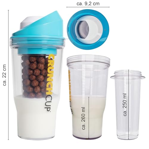 CRUNCHCUP XL Blue - Portable Plastic Cereal Cup for Breakfast On the Go, To Go Cereal and Milk Container, No Spoon or Bowl Required - Image 2