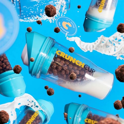 CRUNCHCUP XL Blue - Portable Plastic Cereal Cup for Breakfast On the Go, To Go Cereal and Milk Container, No Spoon or Bowl Required - Image 3