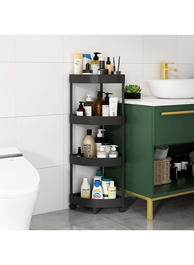 BLOOMING TIME 4-Story Bathroom Corner Cabinet Triangle Rack Floor-To-Ceiling Multi-Layer Storage Rack Storage Rack Kitchen Bathroom Cabinet Bblack - Image 1