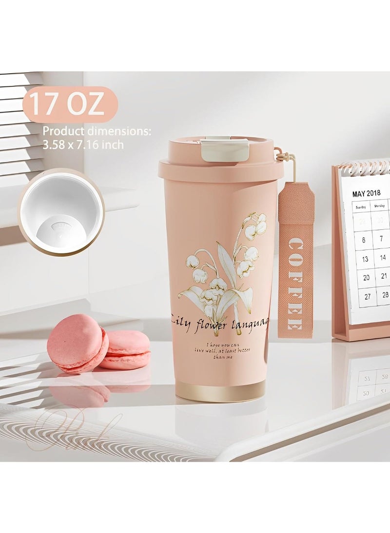 واي آند دي Simple Modern Travel Coffee Mug Tumbler with 360° Sealing Ceramic-Lined Insulated Stainless Steel Cold Brew Iced Coffee Cup Thermos Gifts for Women Men Her Him 17oz  - Image 4