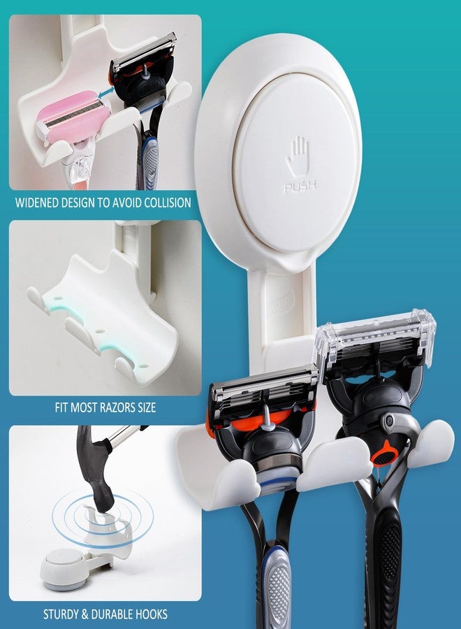 TAILI Suction Cup Razor Holder in Shower 2 Pack, Towel, Loofah, Shaver Holder for Bathroom Wall, Powerful Suction Cup Shower Hooks, Easy to Install and Reuse, White - Image 5